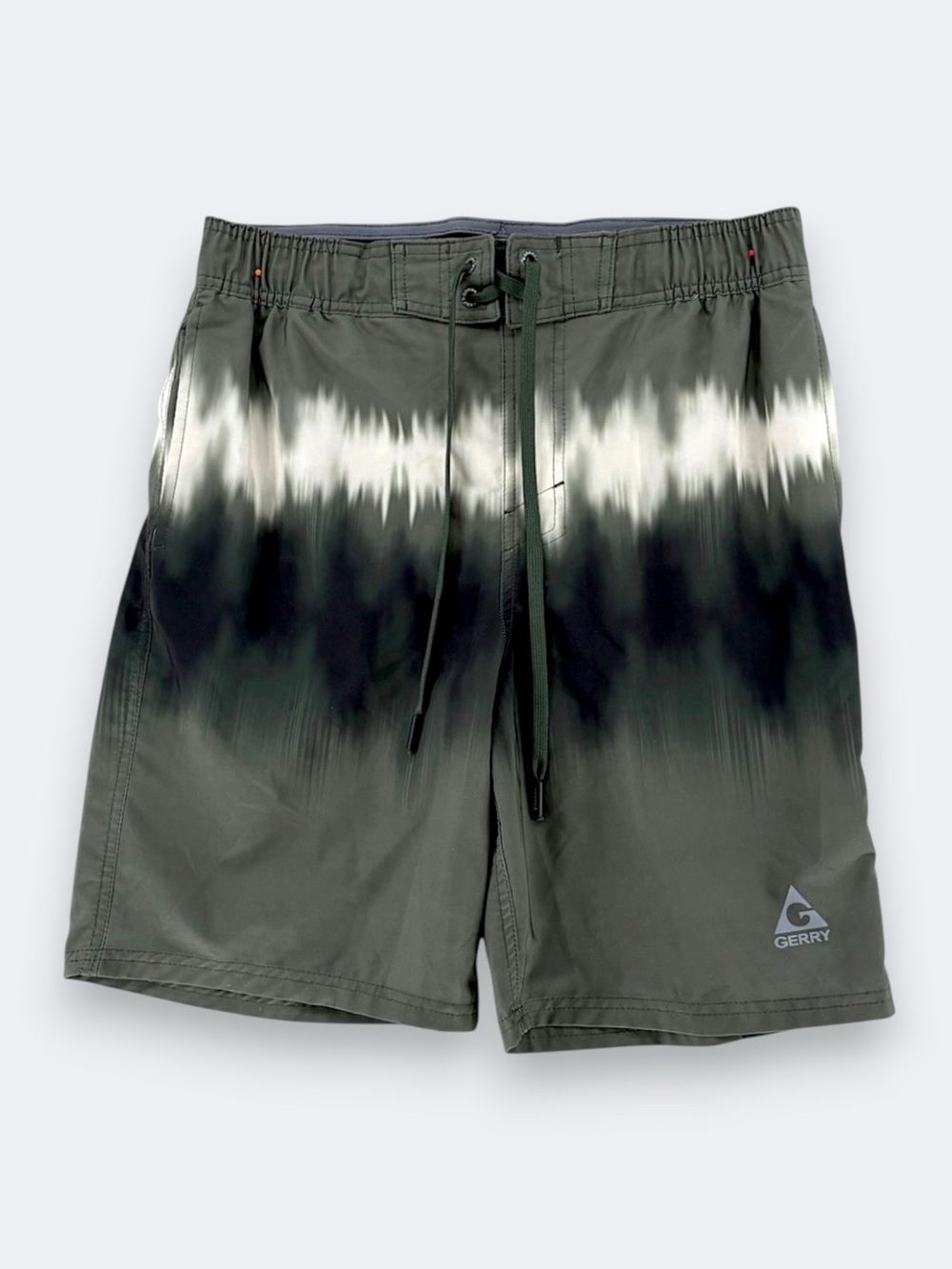 Gerry Mens Ombre Tie Dye Swim Trunks Size Medium Olive Green Board Shorts
